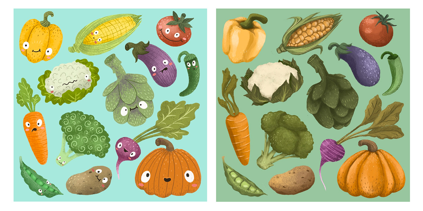 art children book çocuk kitabı cute Food  ILLUSTRATION  kids book painting   vegetables