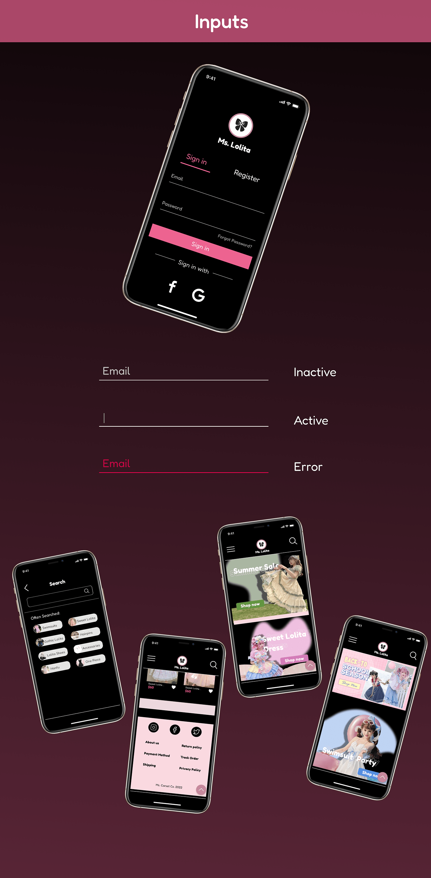 design Fashion  Logo Design Mobile app pink Style typography   ui design UX design ux/ui