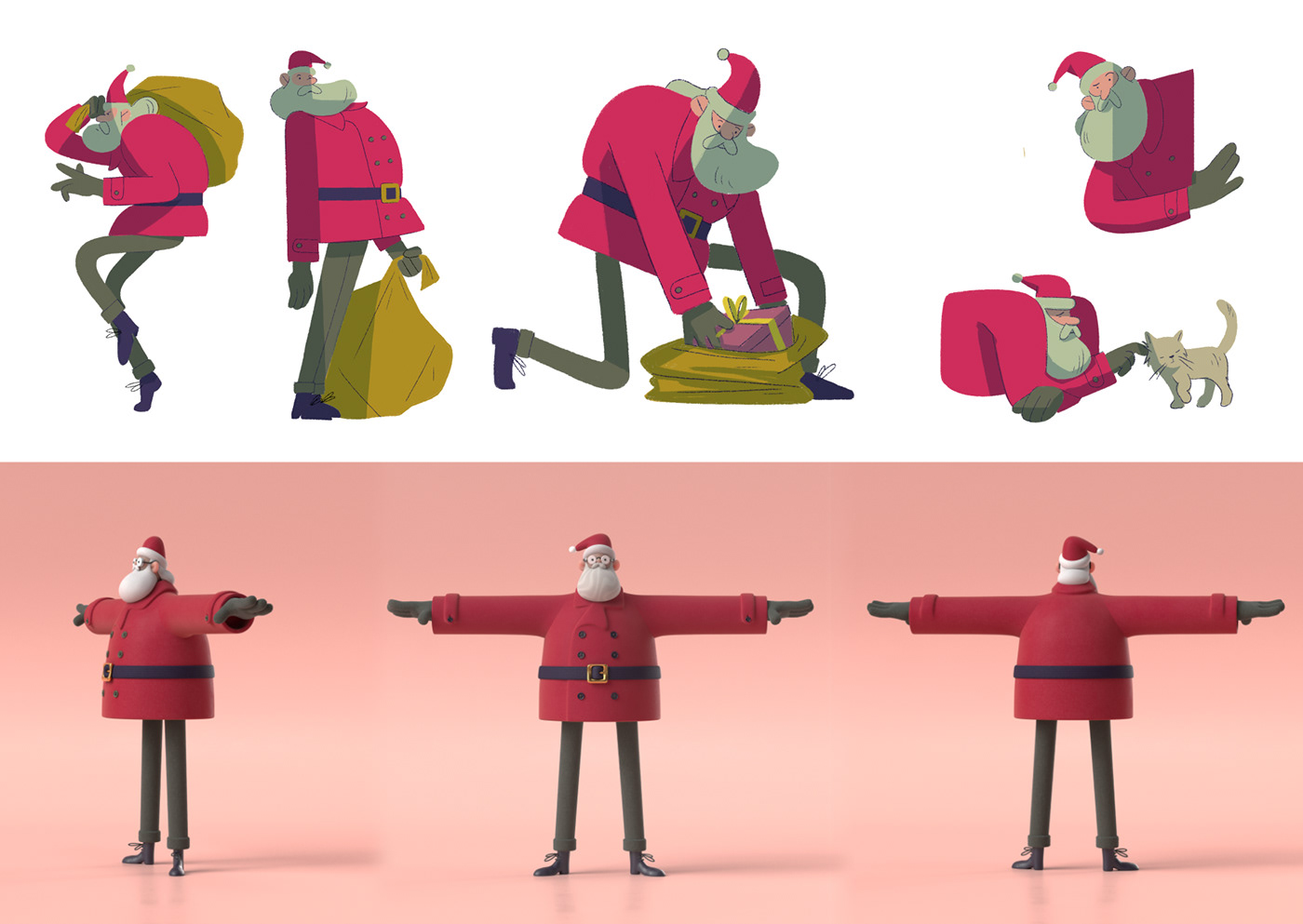 animation  Christmas santa 3danimation elf