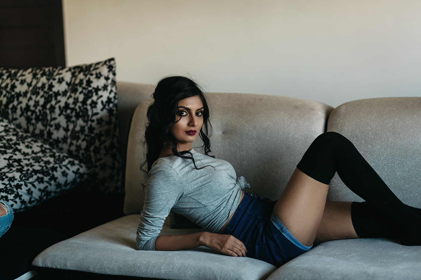 portrait photoshoot Photography  photographer model beauty Fashion  woman socks Denim