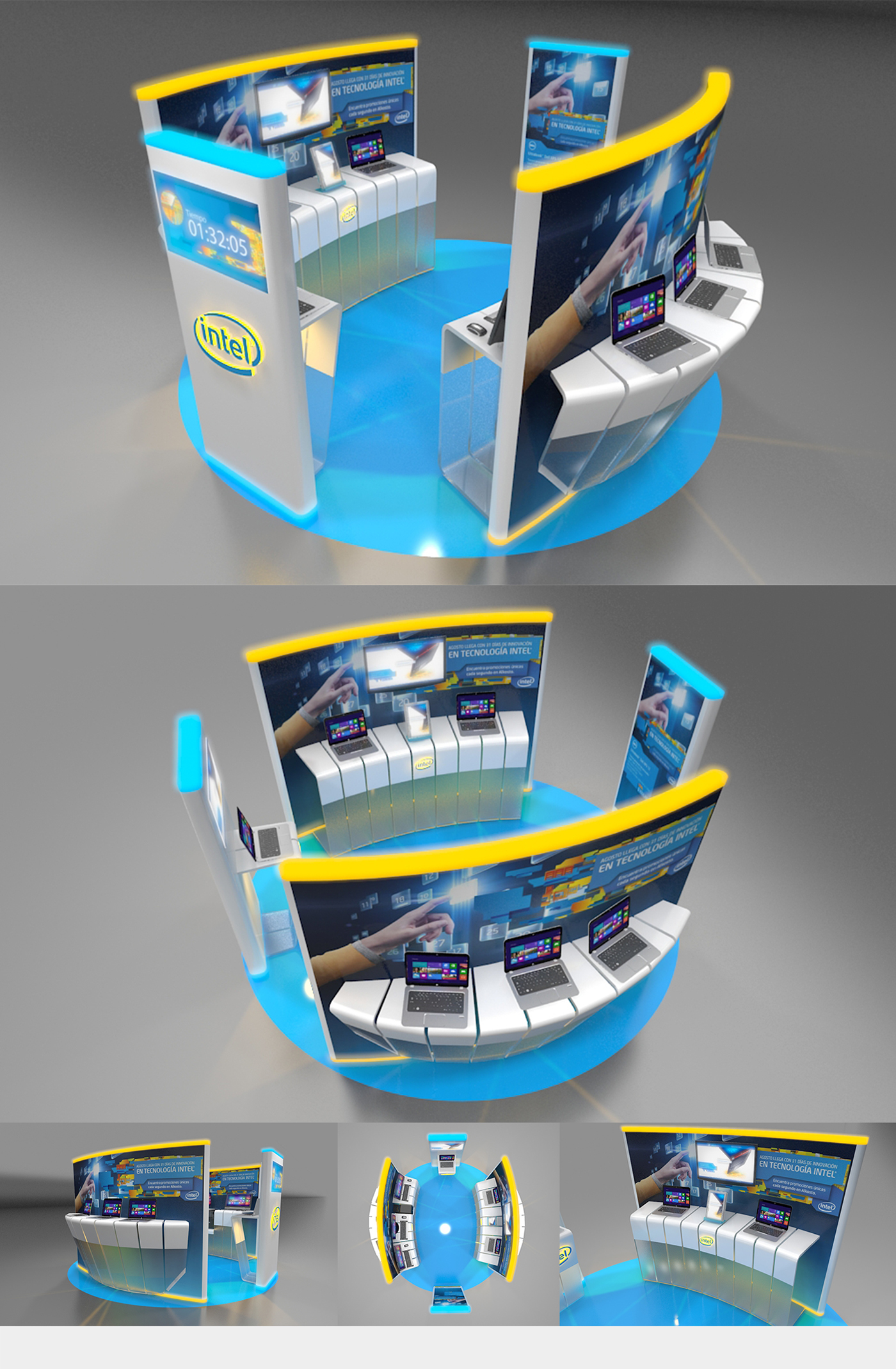 intel Intel inside Btl Exhibition Design  3dmax vray booth Stand photoshop industrial design 