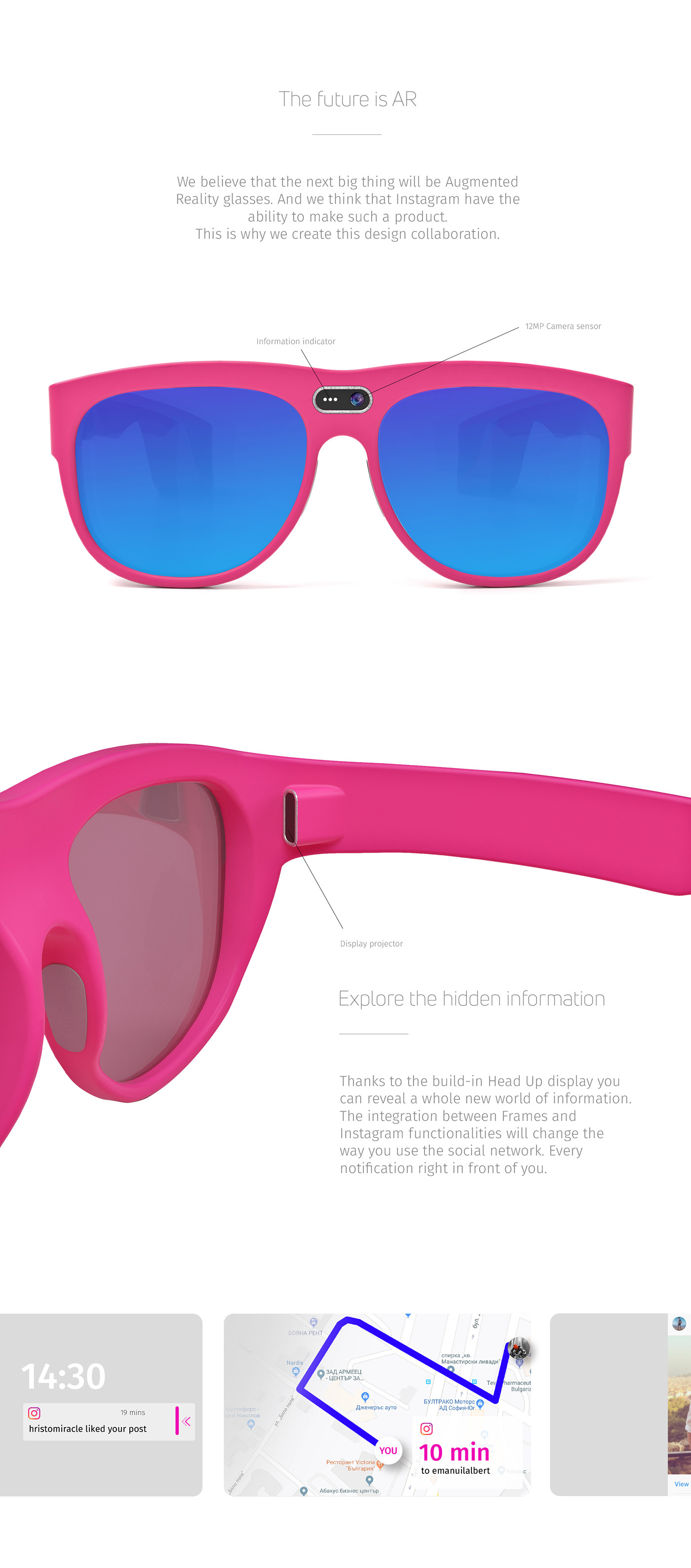 AR glasses instagram augmented reality product design  frames bdimitrov spark ar studio facebook Wearable product