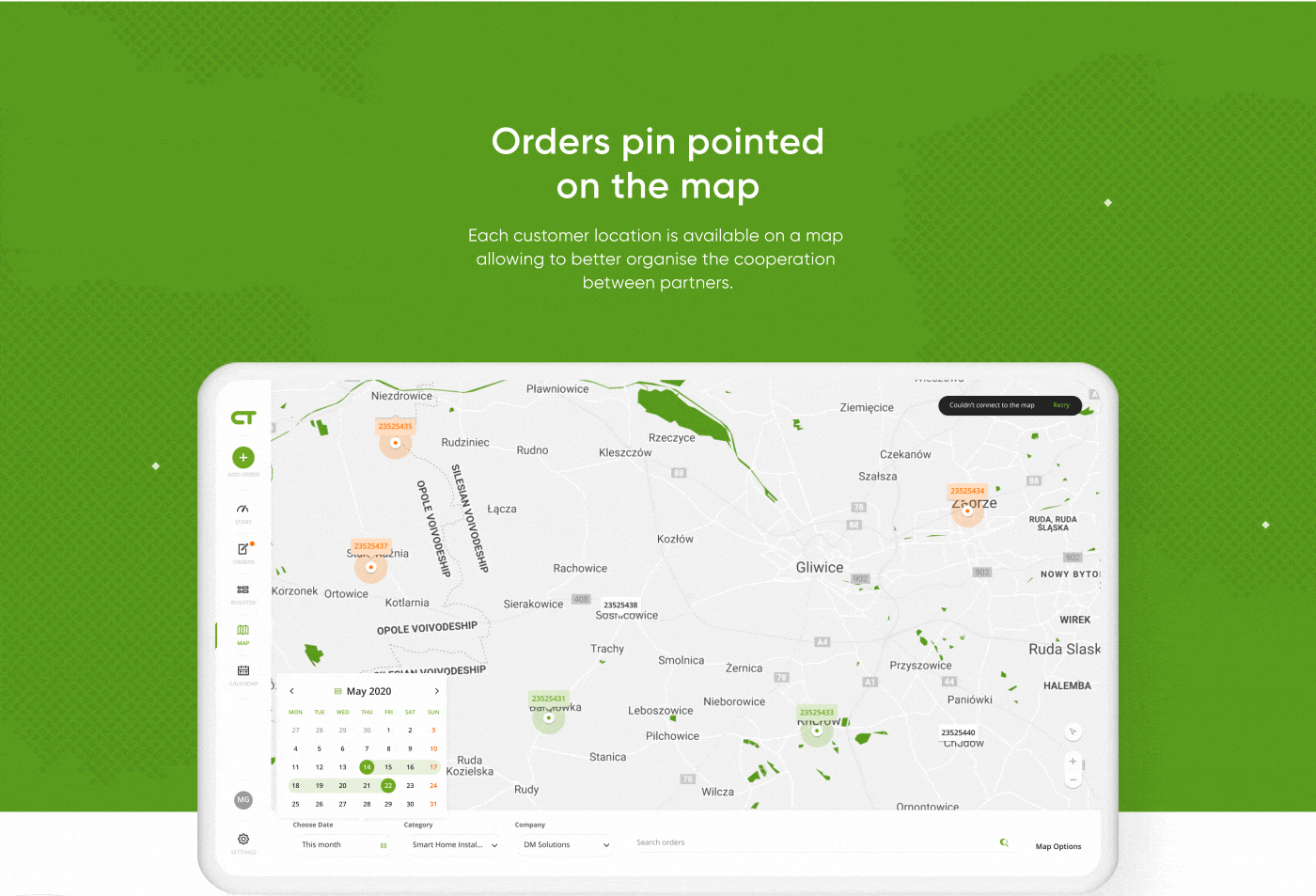 app company green inspiration map minimal register track UI/UX Web