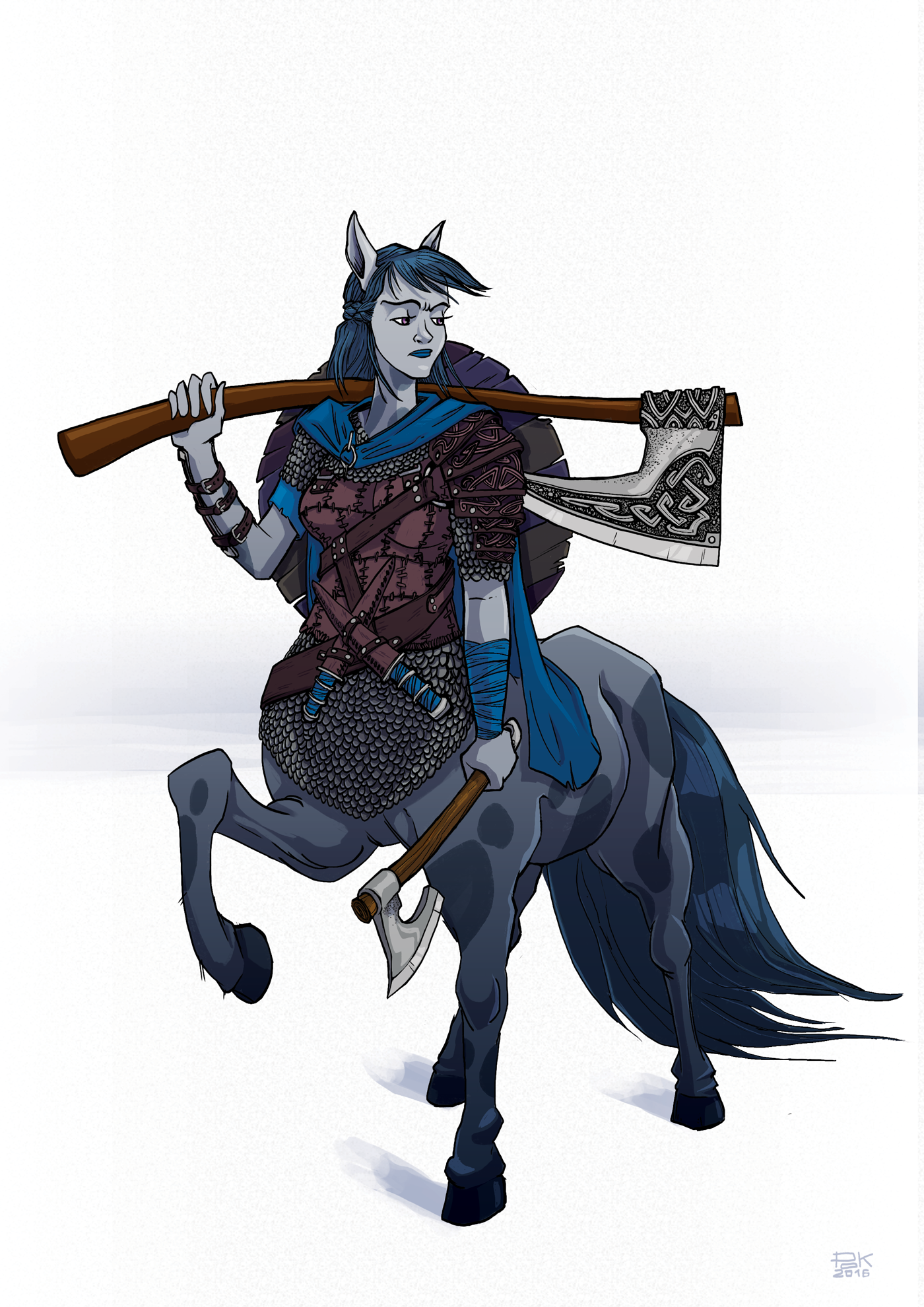 digital painting Character design  character design challenge cdc Centaur centaur warrior centaur woman axe shield Axeman