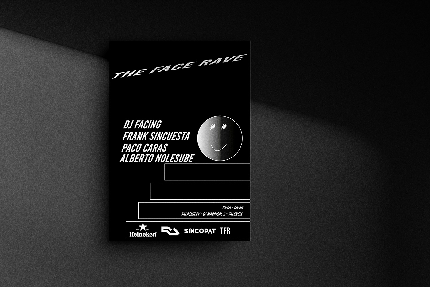 The Face Rave Techno Party Flyer Flyer - Dark as Techno