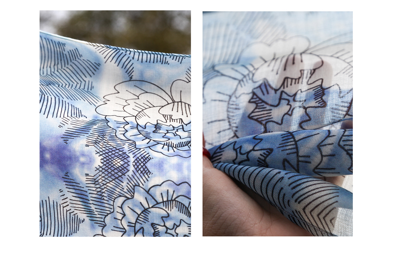 pivoine floral scarf foulard bleu Magali Pagnier mode èthique Surface Pattern my haut doubs fabrication française SLOW FASHION print and pattern