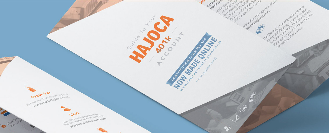 brochure 401k print collateral corporate branding  Hajoca Clean Design Layout Angles monotone
