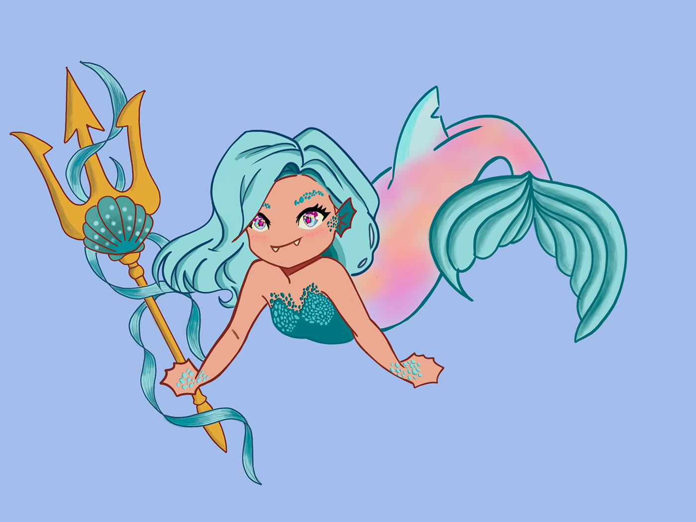 mermaid cartoon art coloring adobe draw cute colorful girl tail fantasy Mobile Legends