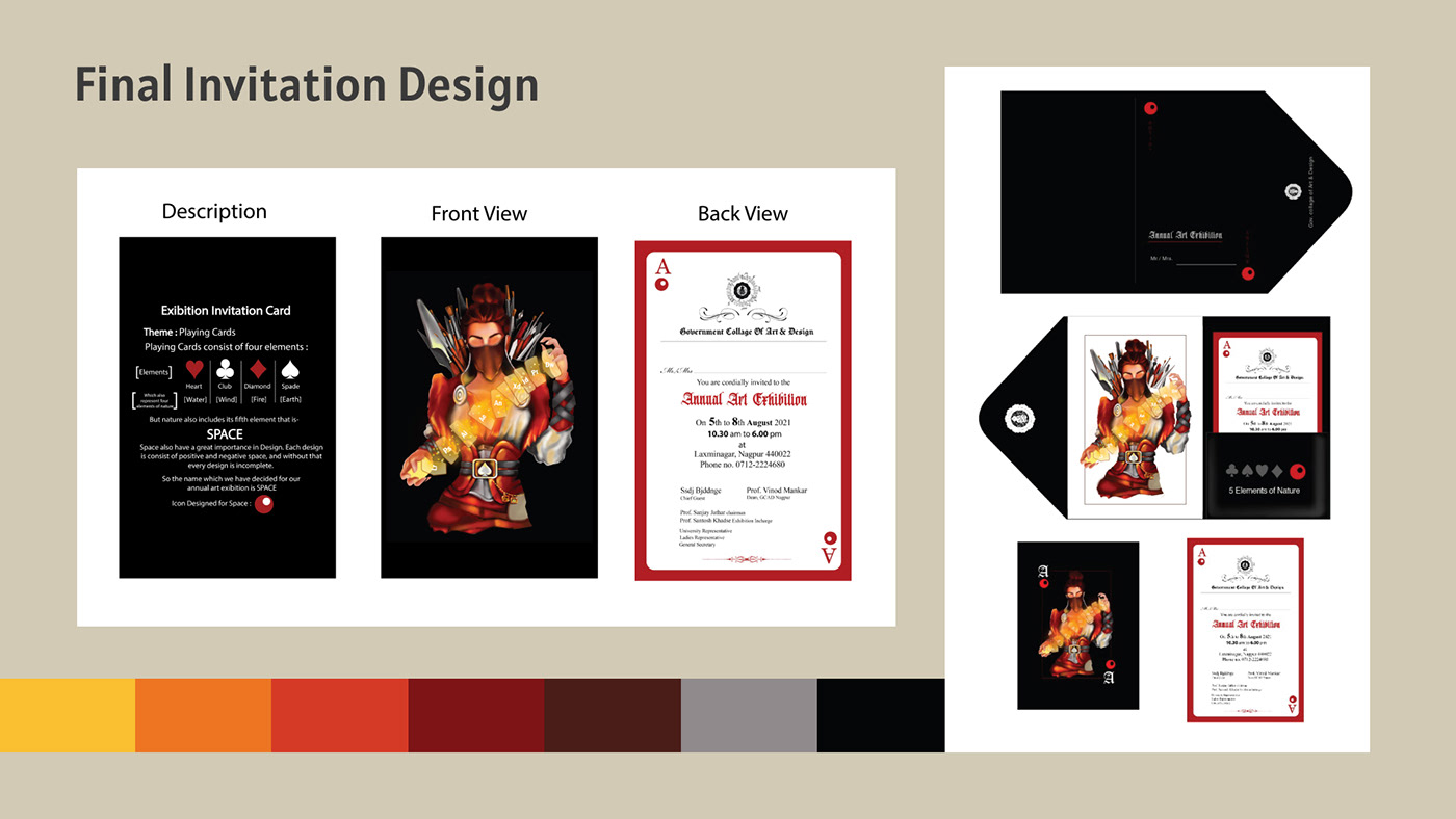 Invitation Card graphic art 5 elements digital illustraiton Exibition Card Design