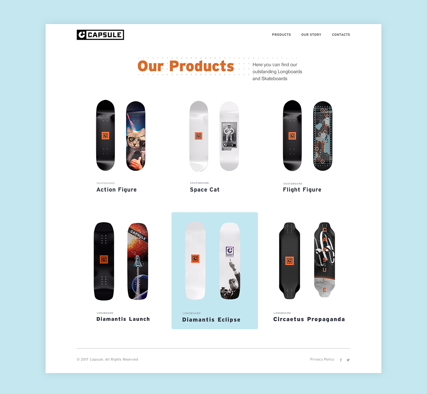 skateboard LONGBOARD skateboard ui/ux capsule longboard ui/ux skateboarding longboarding UI/UX Design Web Design  Interaction design 