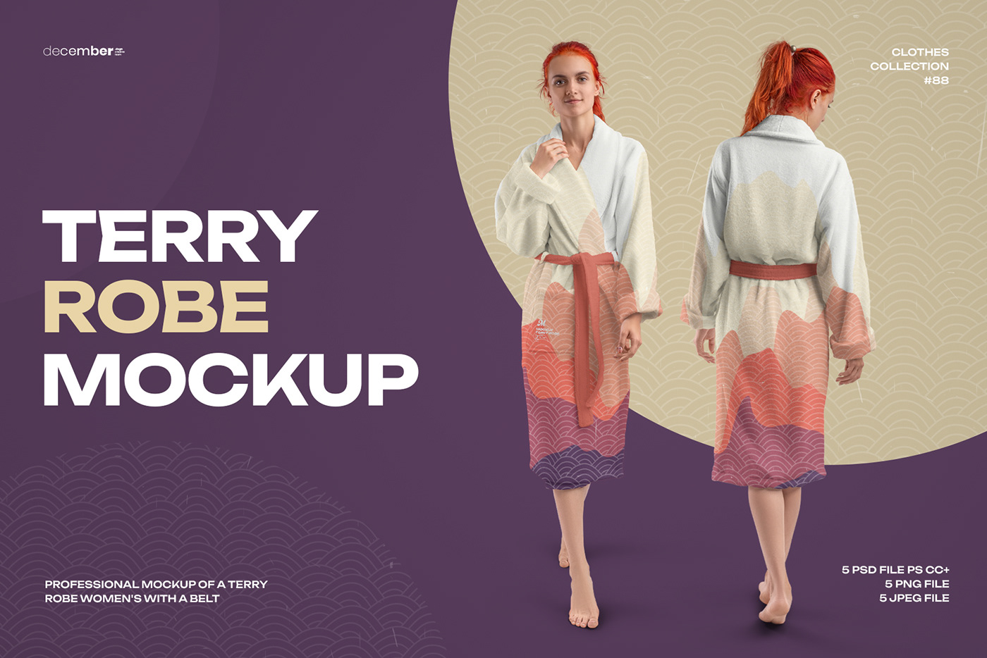Mockup robe template long hotel apparel branding  free terry terry robe