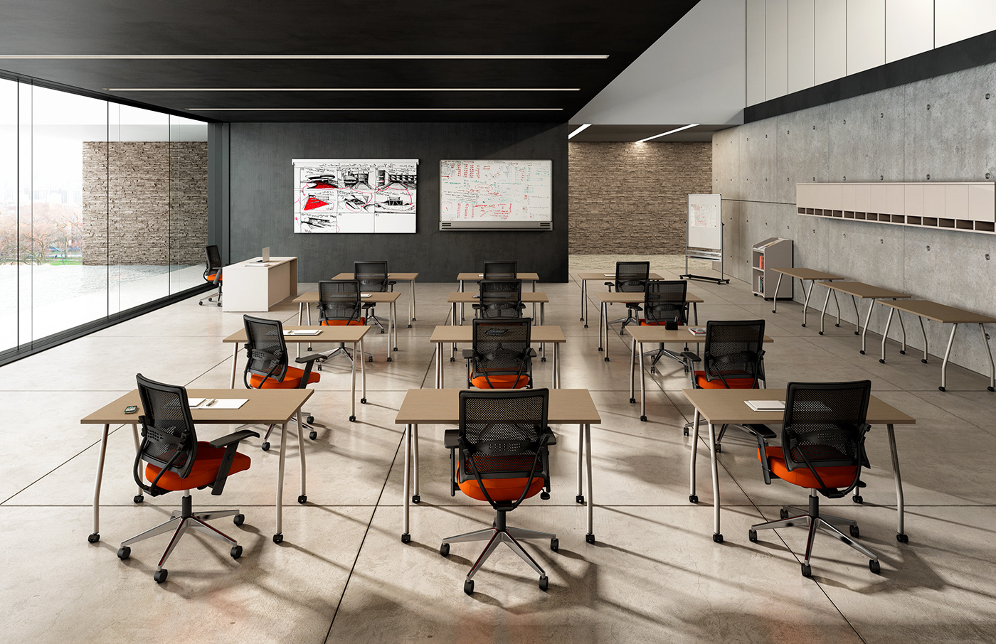 vray design 3d modeling office furniture CGI LOFT industrial style