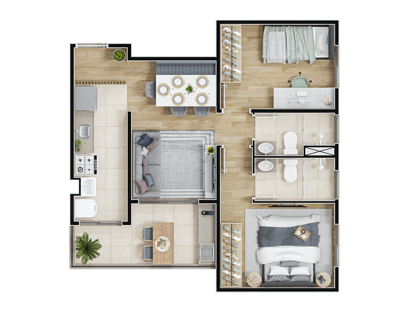 3D architecture archviz CGI Condo floor plan property real estate Render rendering