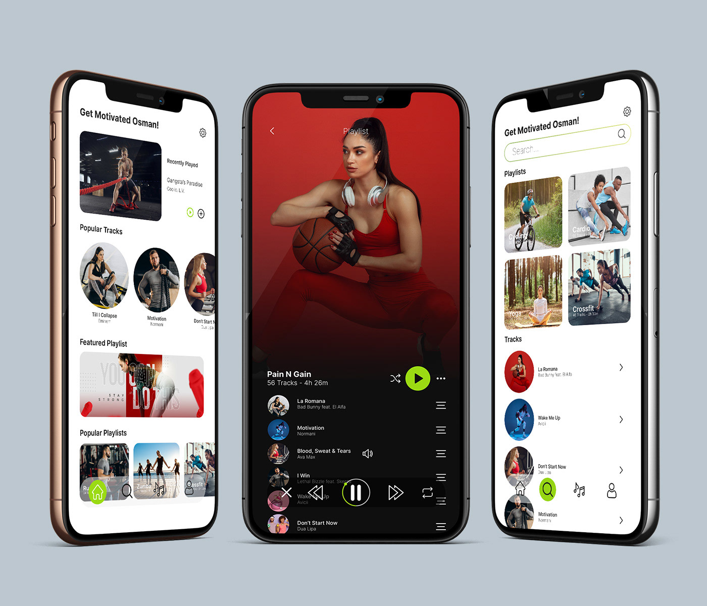 app fitness gym ios Mobile app music UI UI/UX ux workout
