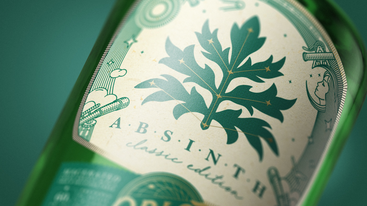 absinth alcohol amoth beverage branding  Czech Republic graphic design  Label visual identity amothstudio