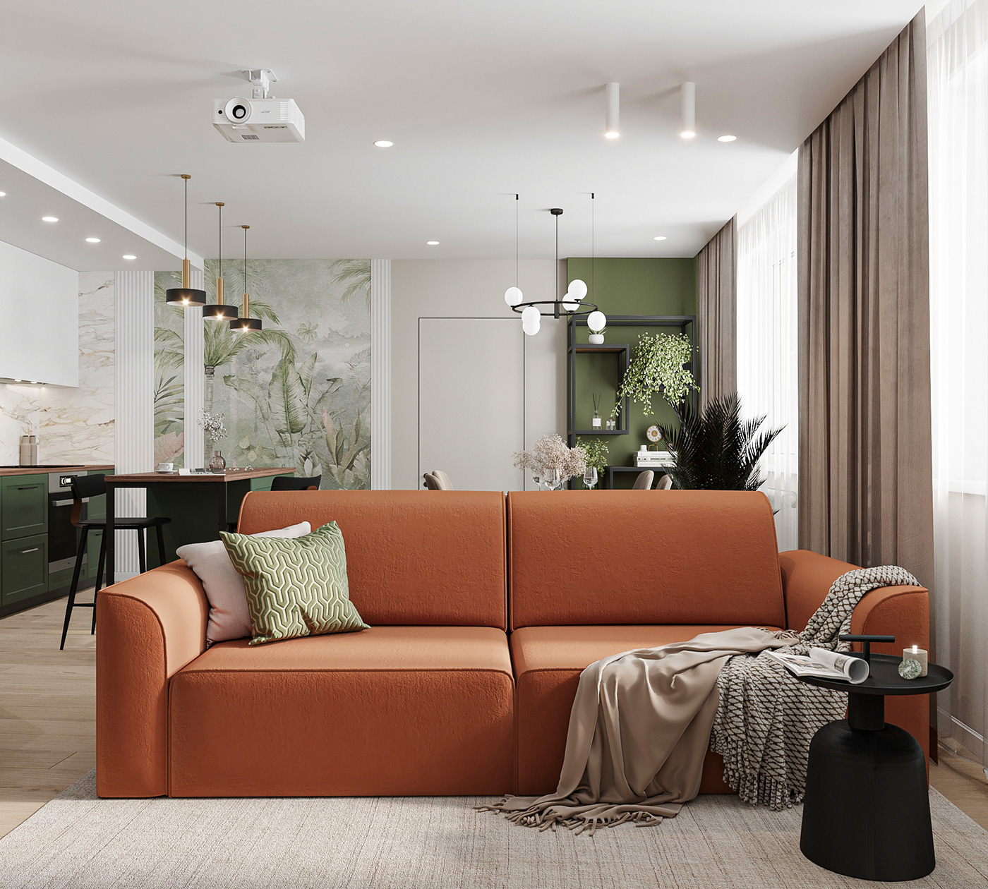 3dmax 3ds max corona corona render  Interior interior design  kitchen living room Render visualization