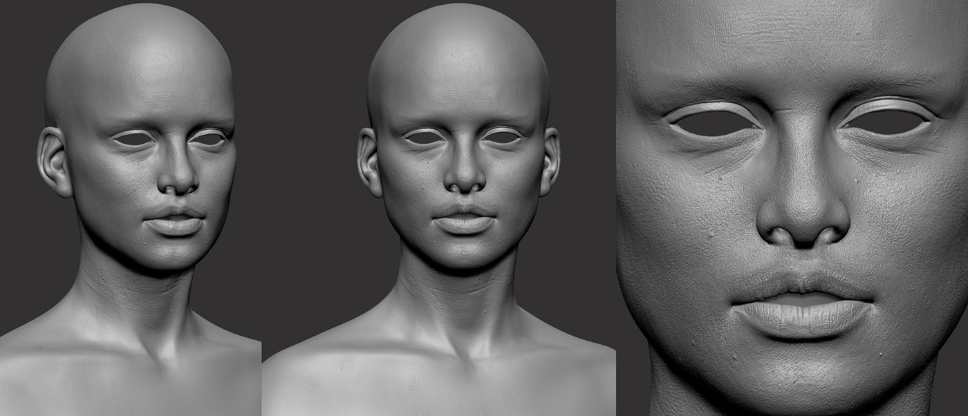 3D realistic portrait female face beauty hair Render vray design