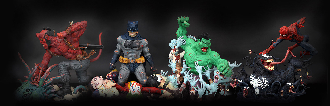 batman cartoon clay comics Digital Art  Hellboy Hulk Plasticine sculpture tutorial