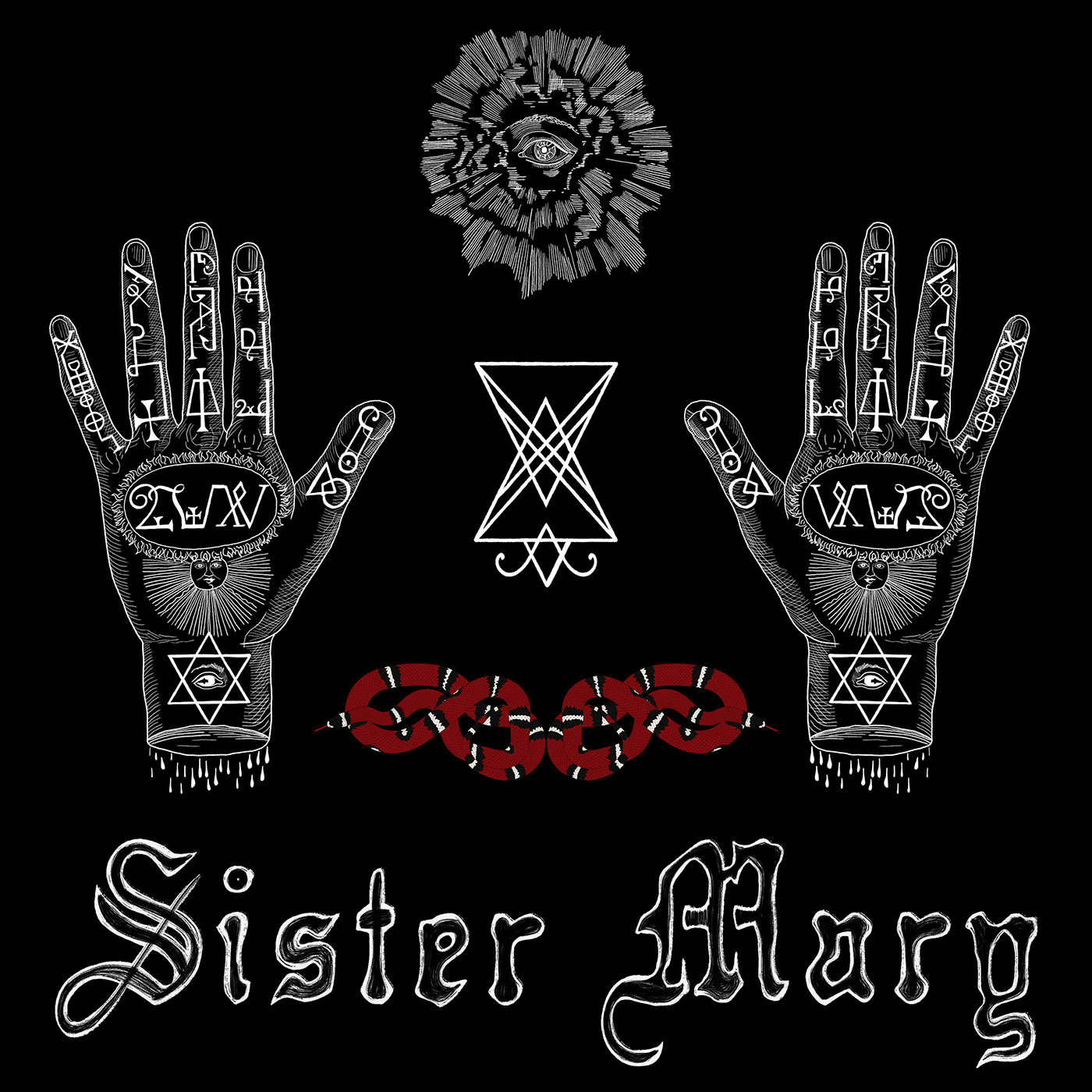 occult symbolism art negative engraving style black white red reconstructed lucifer sigil Alchemical manuscript inspiration