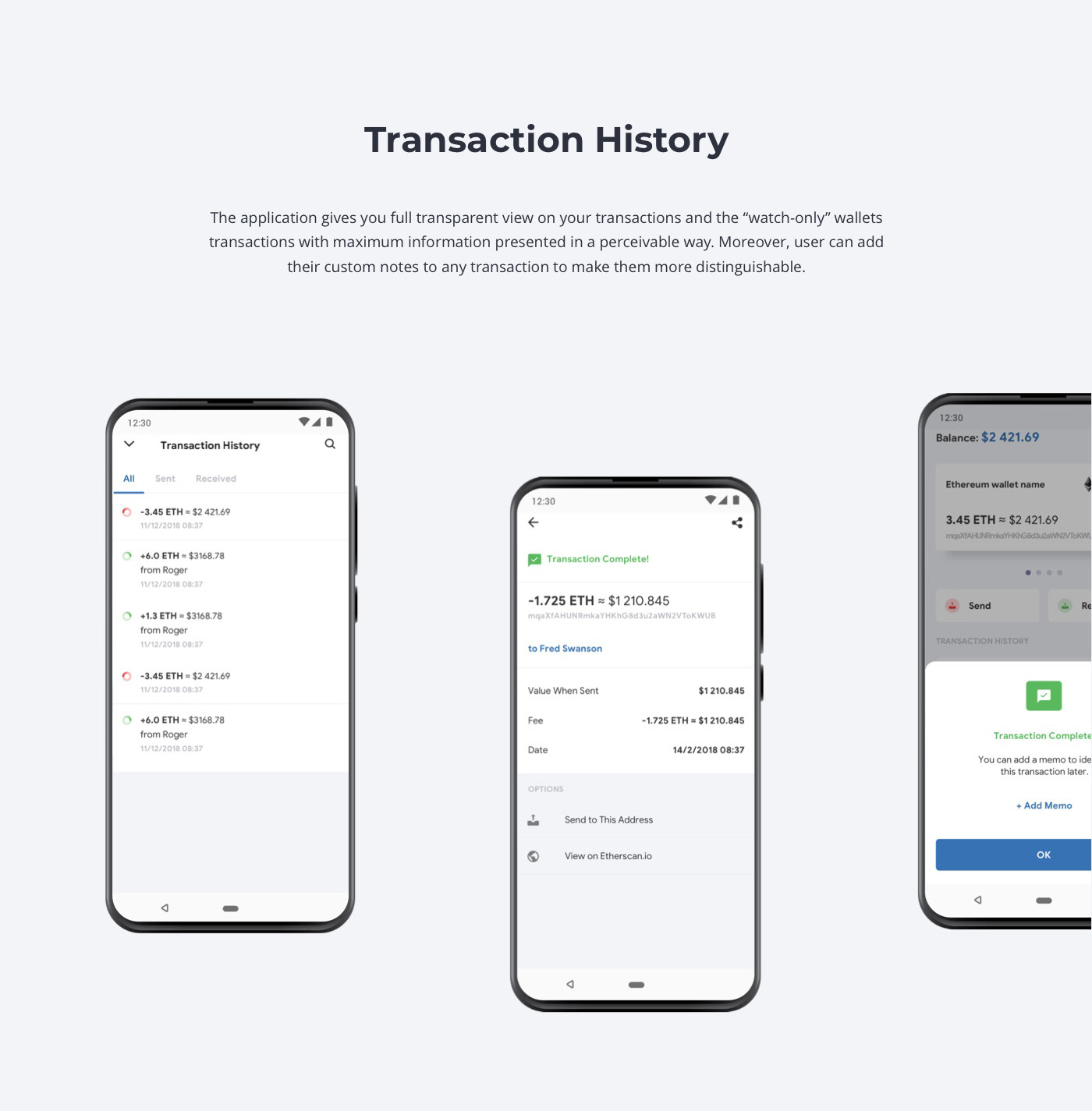 cryptocurrency WALLET Transactions UI android ux