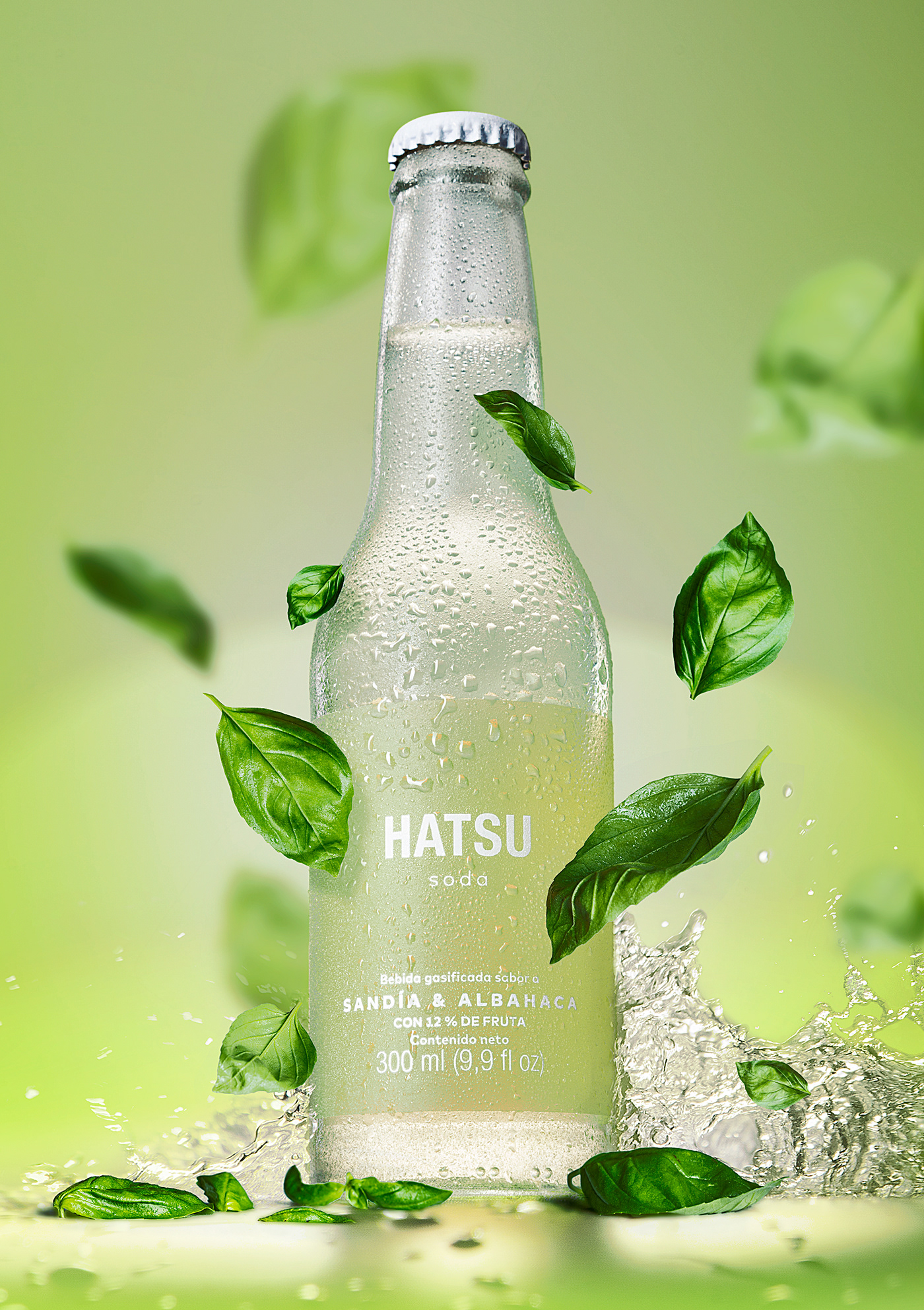drink product foodstyling tea Hatsu cold bottle soda fresh watermelon