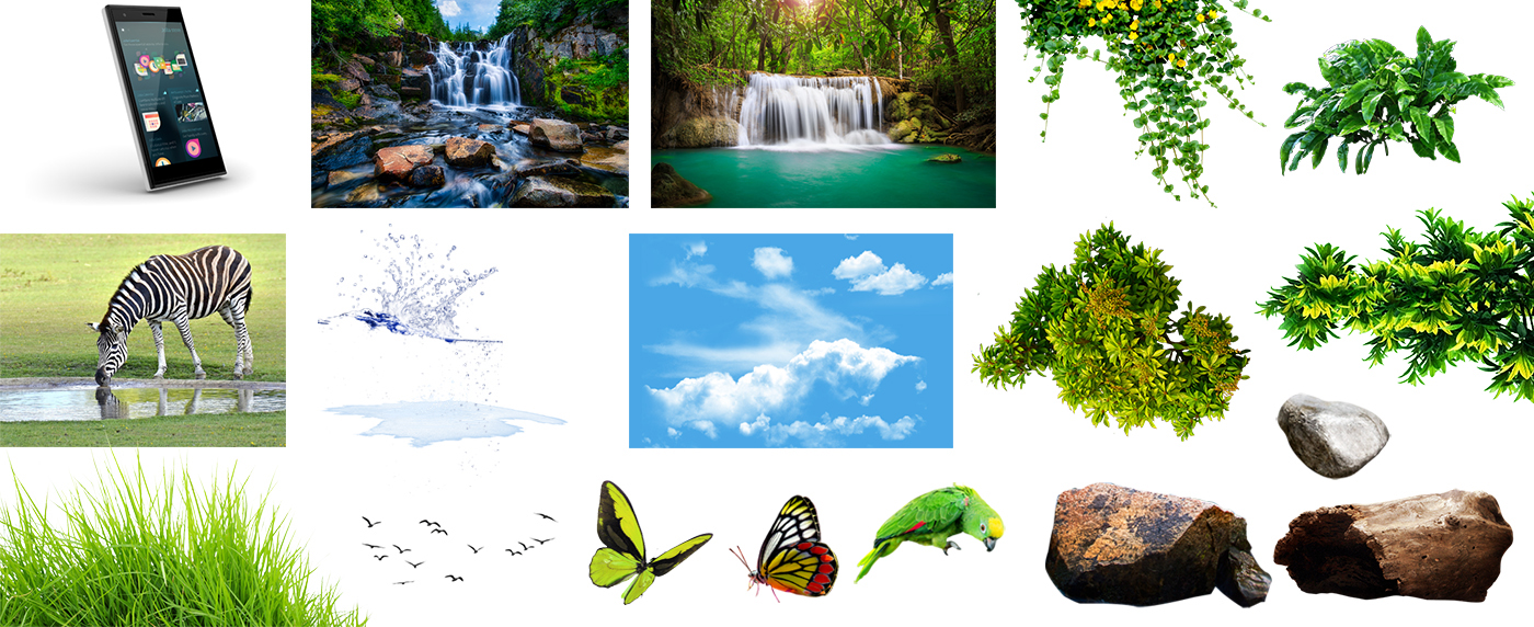 creative Photo Manipulation  photoshop retouching  phone advertisement Sri lanka waterfall Zeebra Digital Art 