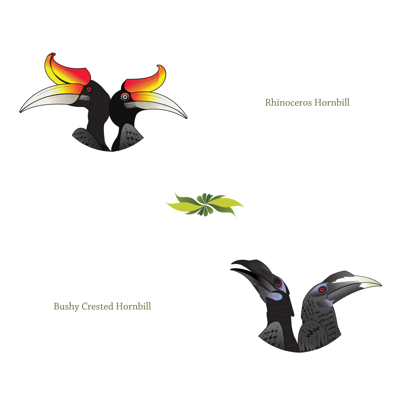 artwork birds design Digital Art  digital illustration Drawing  hornbills ILLUSTRATION  malaysia sketch