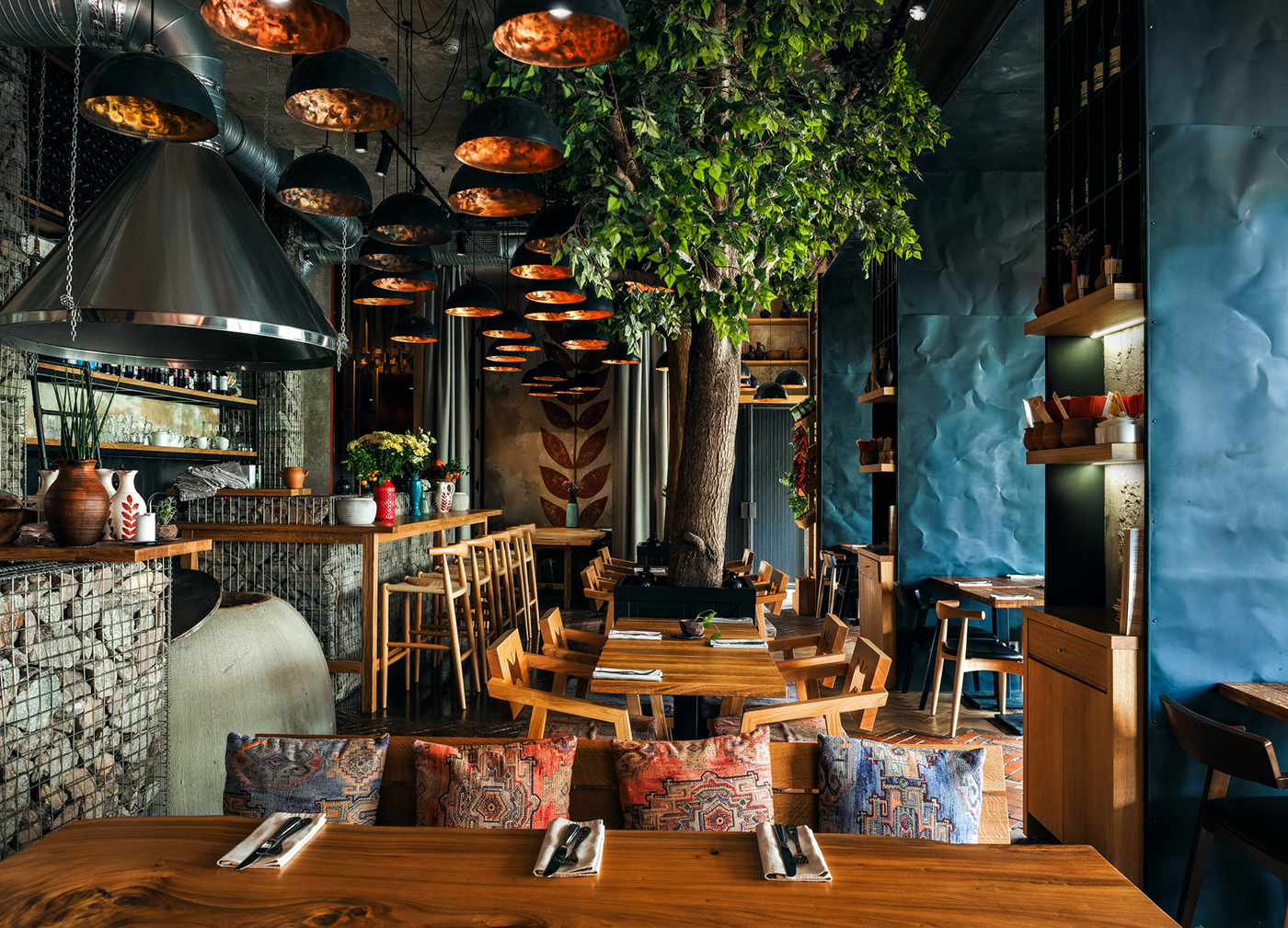 Georgia restaurant wood national kitchen stones metal bricks trees