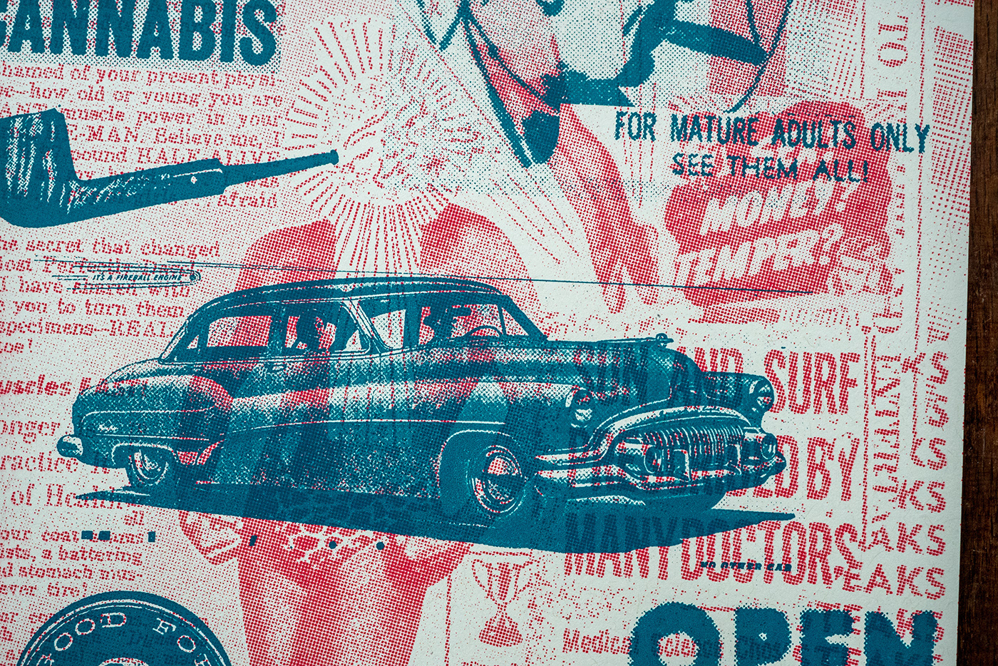 art screen print vintage pin up selfie cannabis enjoy Pleasure marijuana tattoo