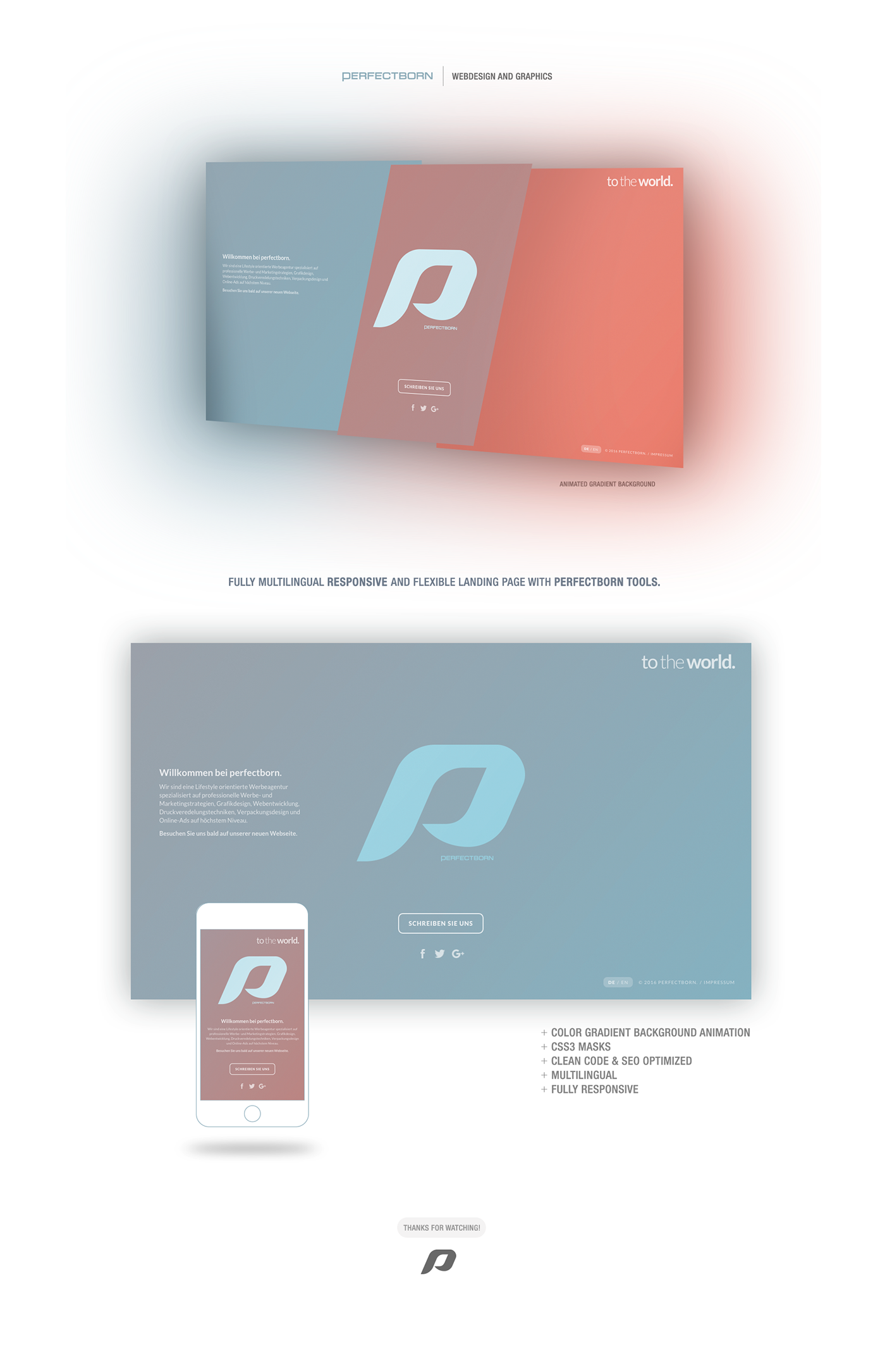 landing page graphicdesign Grafikdesign Webdesign passau perfectborn P logo  logodesign multilingual jquery