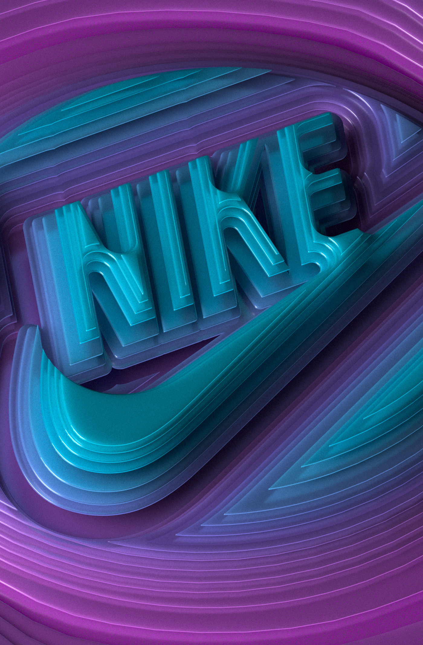 3D illustration 3D Type contours graphic Nike