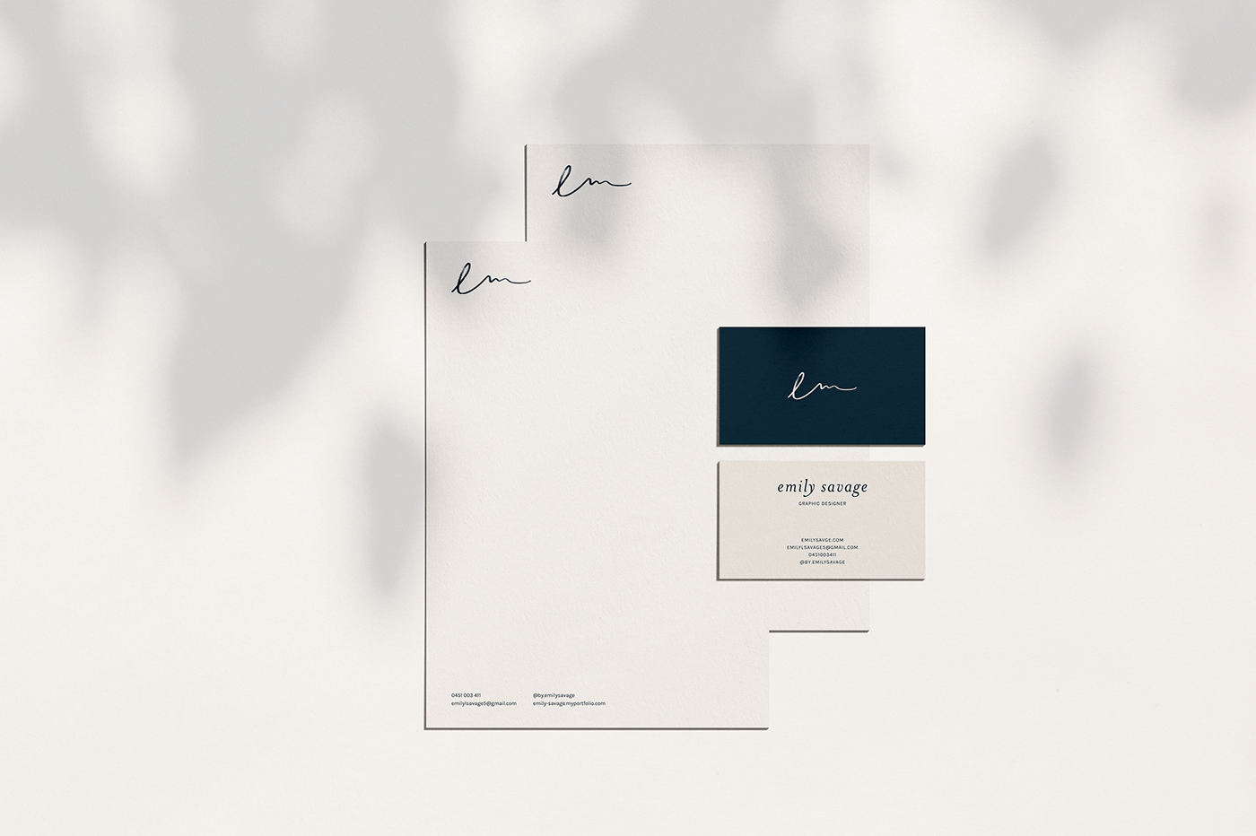 blue branding  business card Calligraphy   emily savage identity lettering personal branding Stationery visual identity