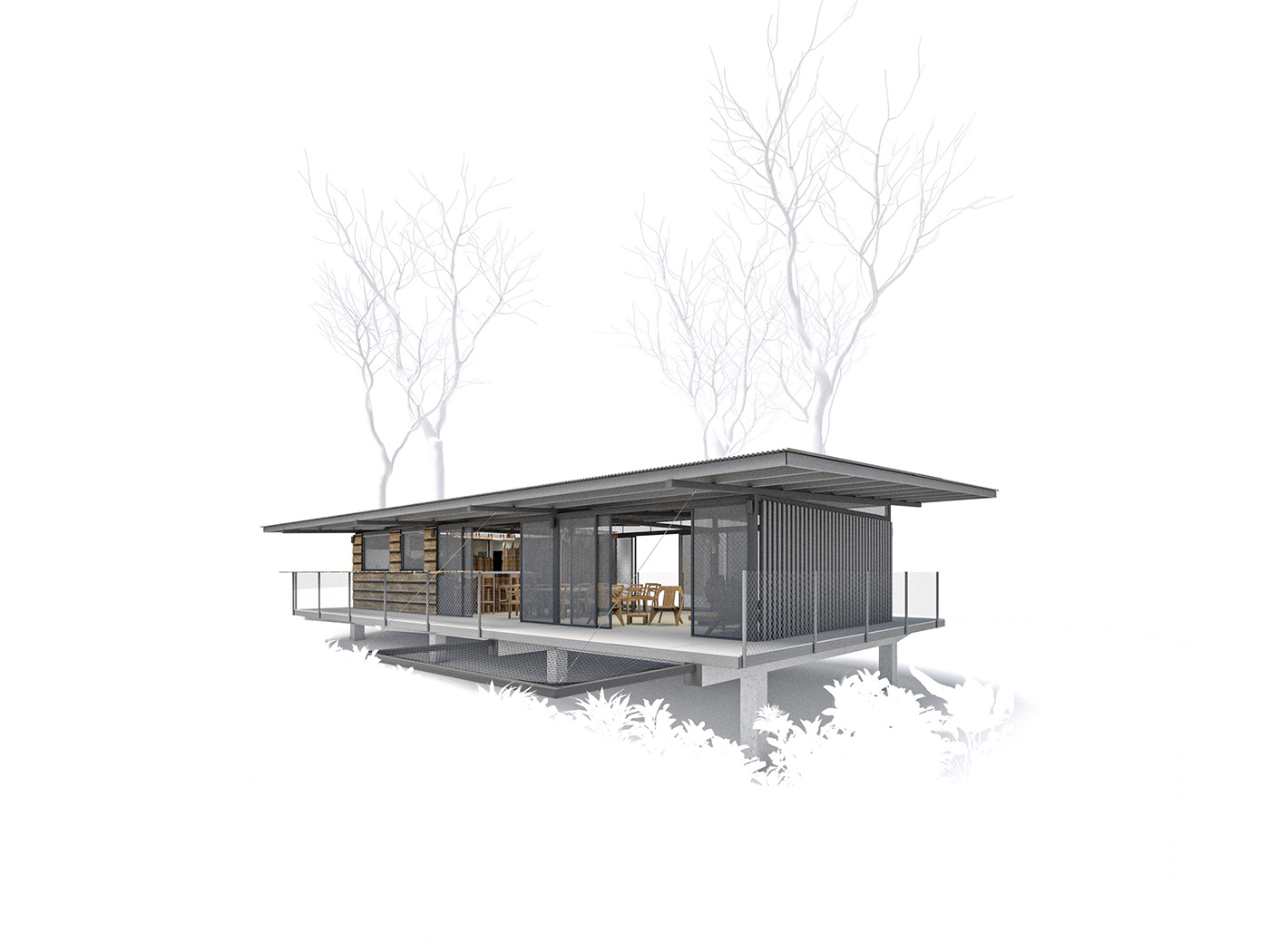 architecture cabins comission diving panama Render tropical architecture vray industrial