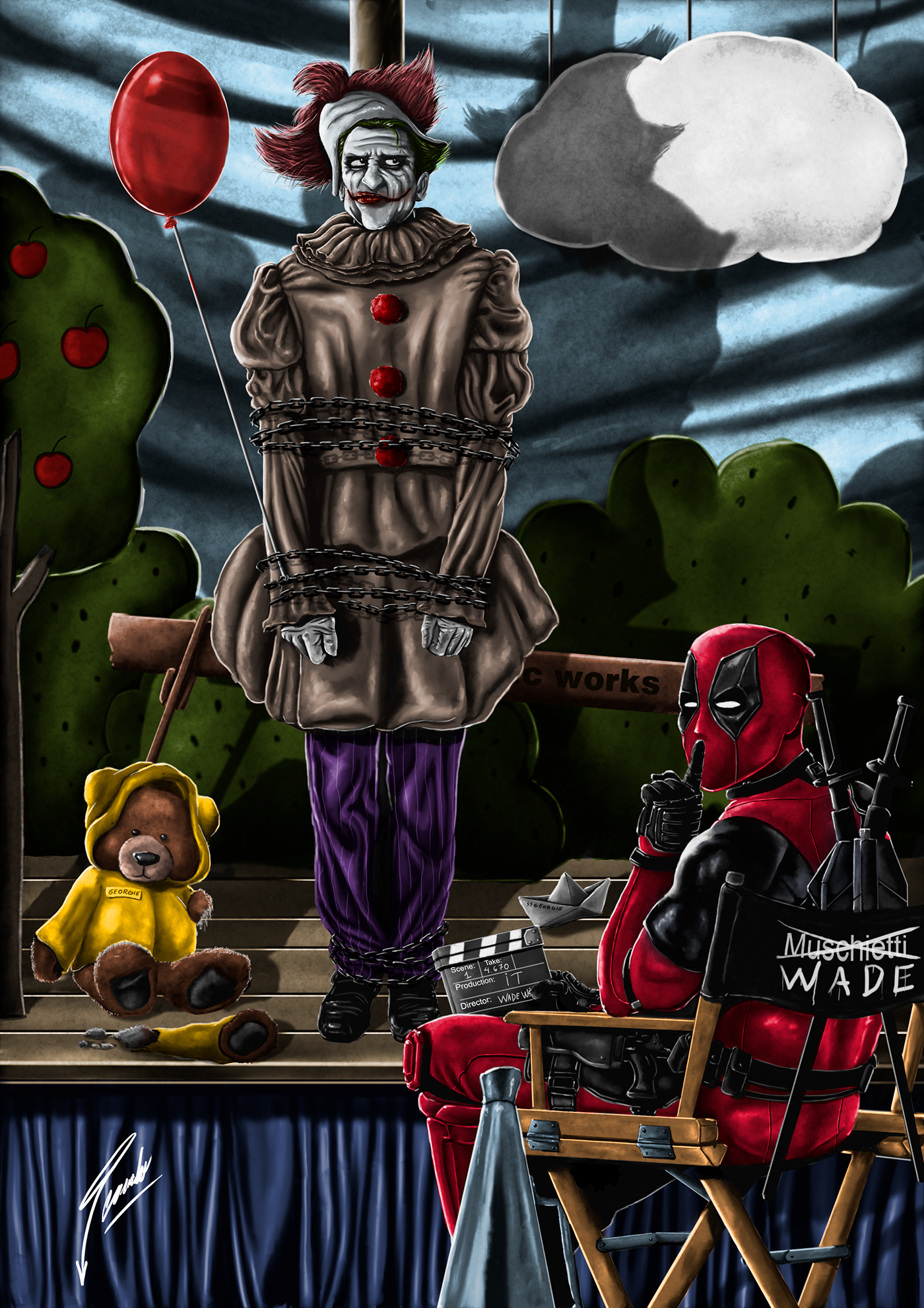 deadpool joker crossover IT ILLUSTRATION  painting   wade