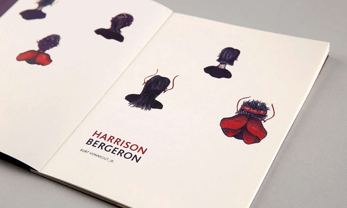 Harrison Bergeron publication binding craft Distopian future vonnegurt screen print cover type