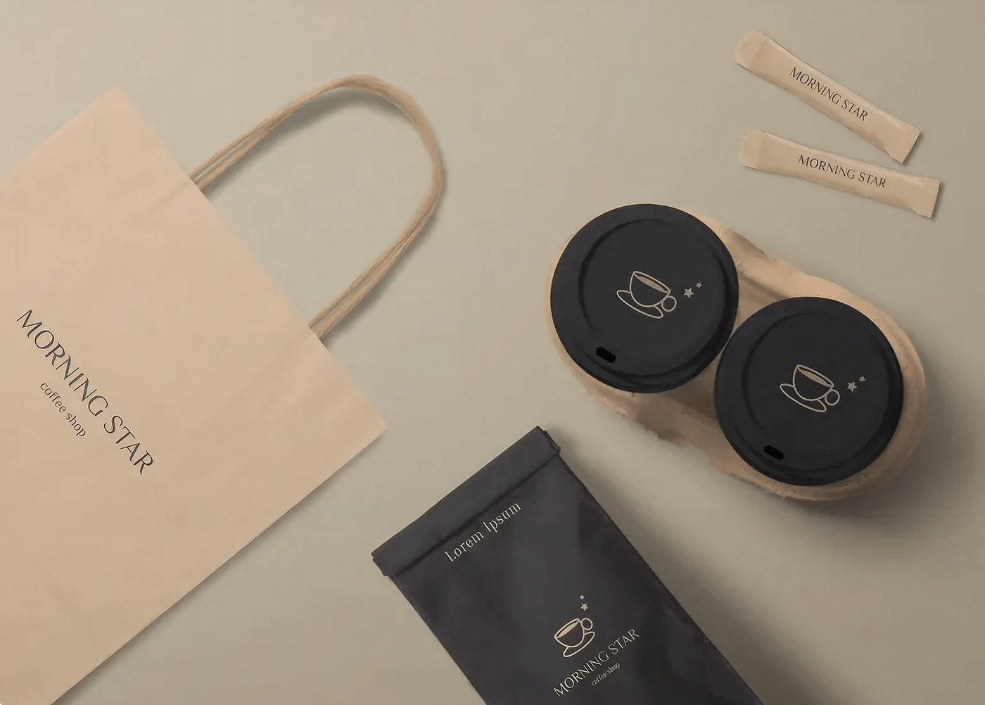 Coffee paper bag Mockup Packaging product design 