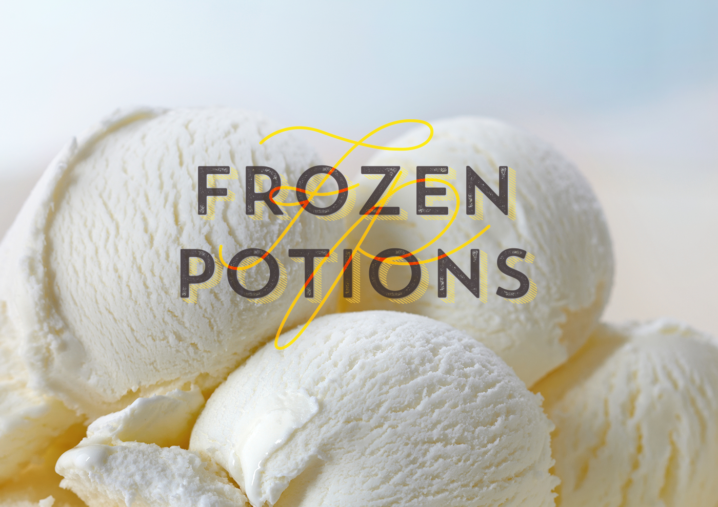 ice cream ice Potions cream flavors frost frozen desserts Frozen Creations hand crafted 100% natural Events Ice Cream Cookies visual identity logo social
