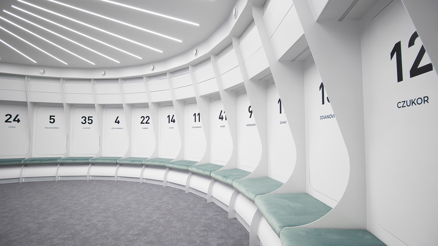 basketball Private functional minimal hungary sopron basket female locker room LINE AND ROUND futuristic