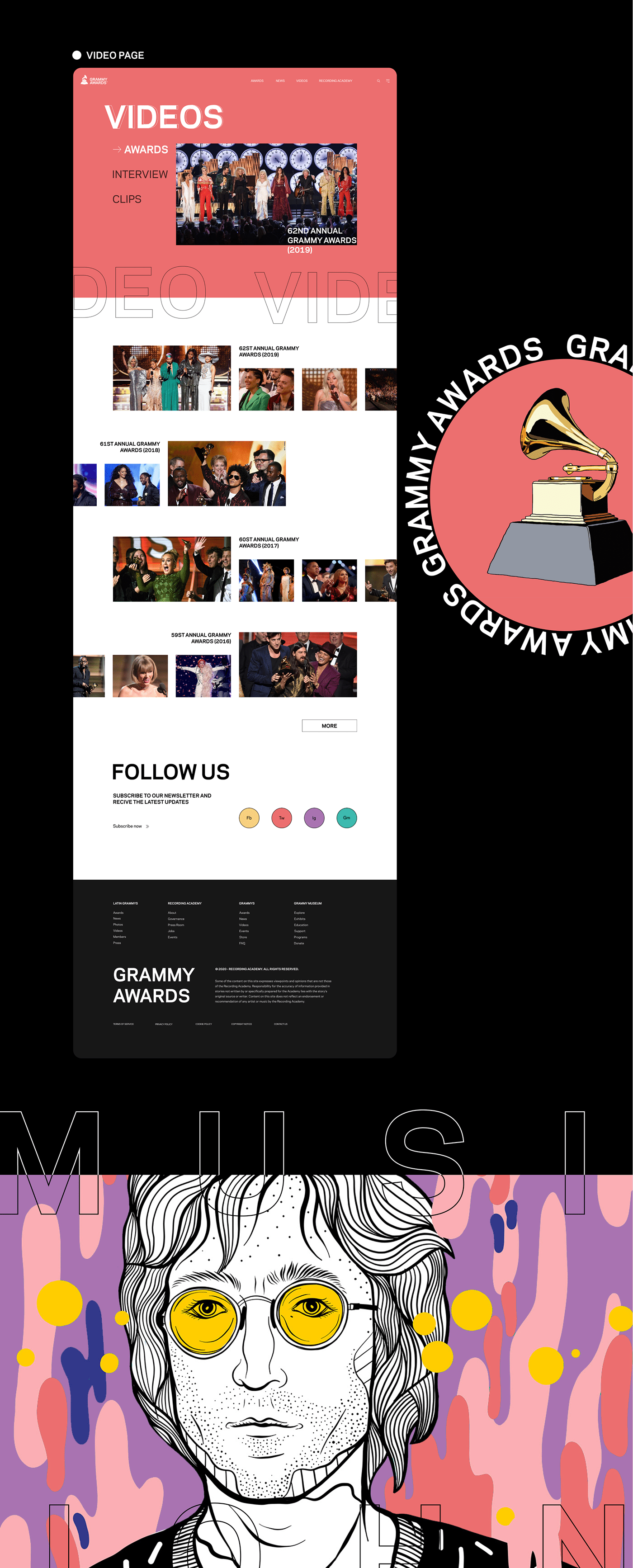 art Awards grammy graphicdesign logo redesign typography   Website