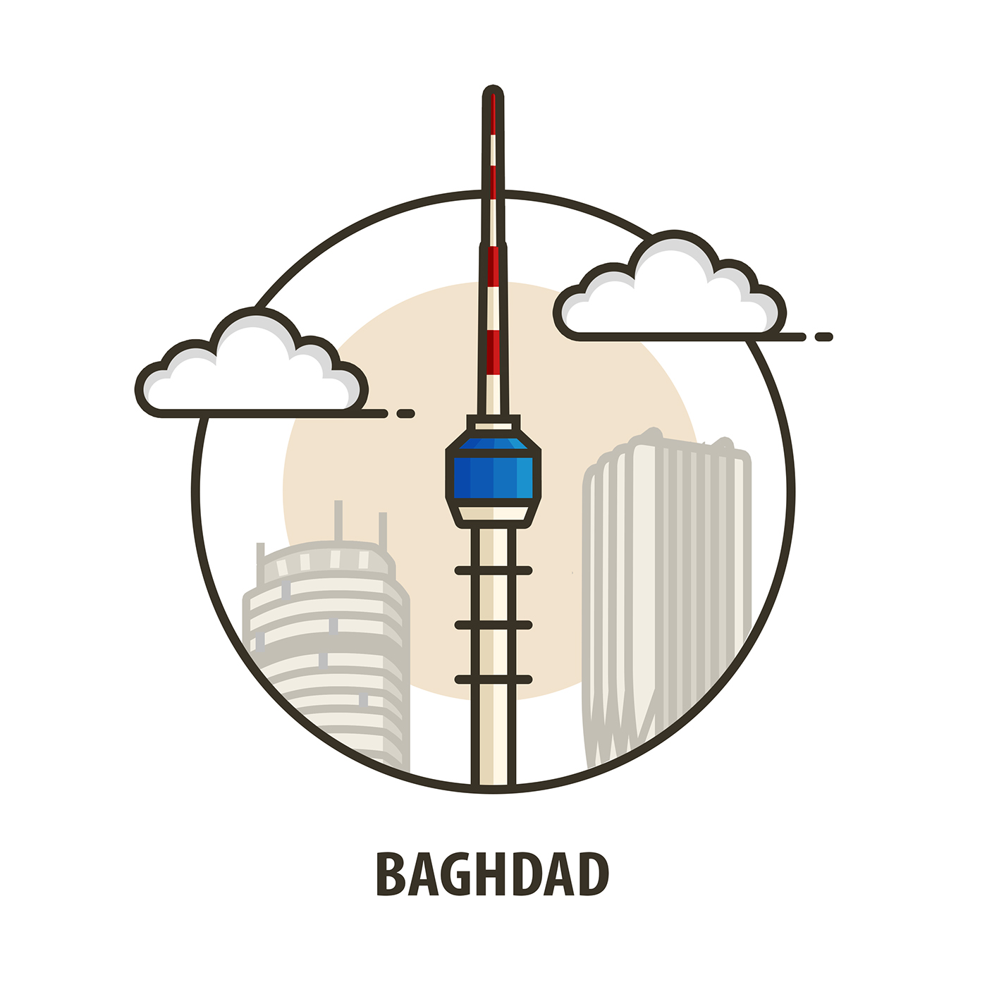 BAGHDAD iraq graphic design  falt flat design art tower