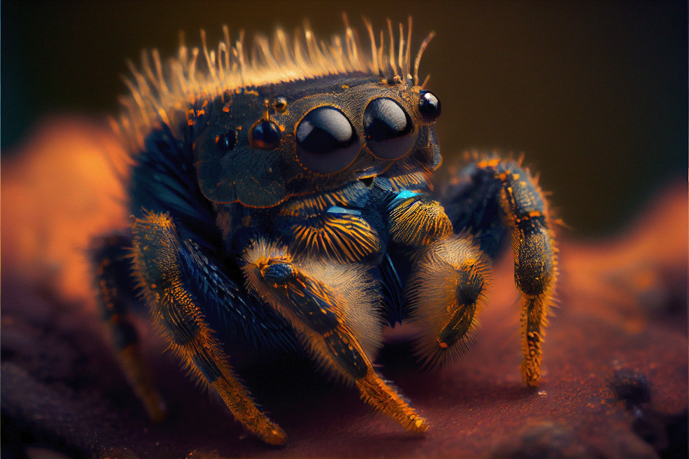 Arachnid details golden insect intricate Macro Photography Nature phidippus regius Sharp spider