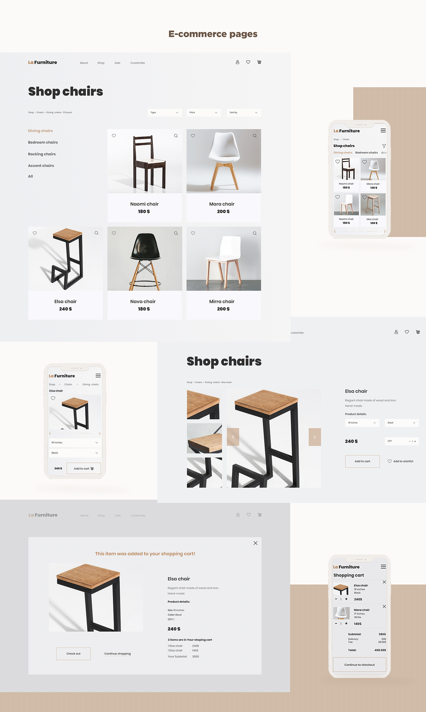 e-commerce furniture landing page LOFT minimalizm UI/UX Web Design 