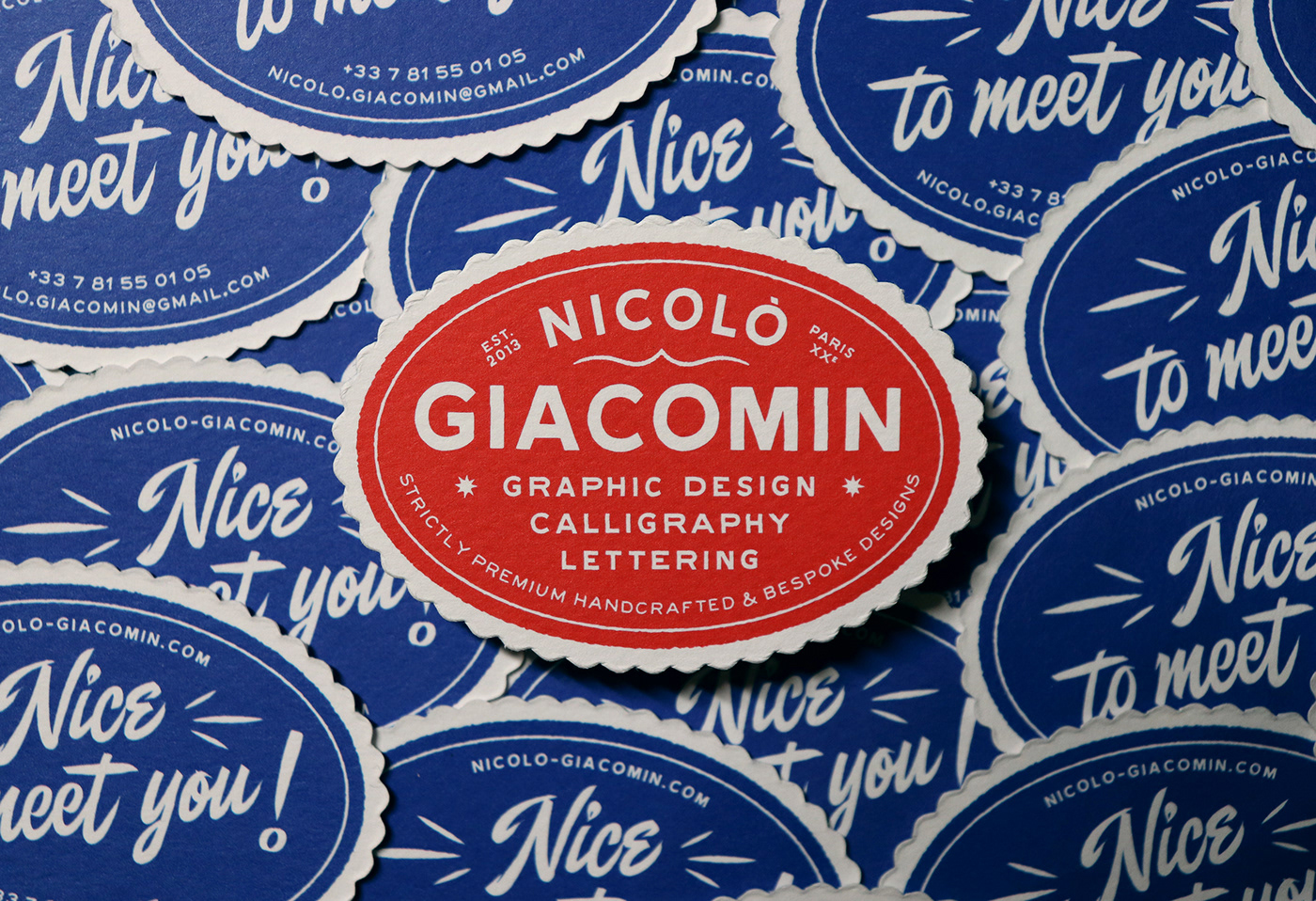 nicolo Giacomin business card sticker Label vintage custom shape