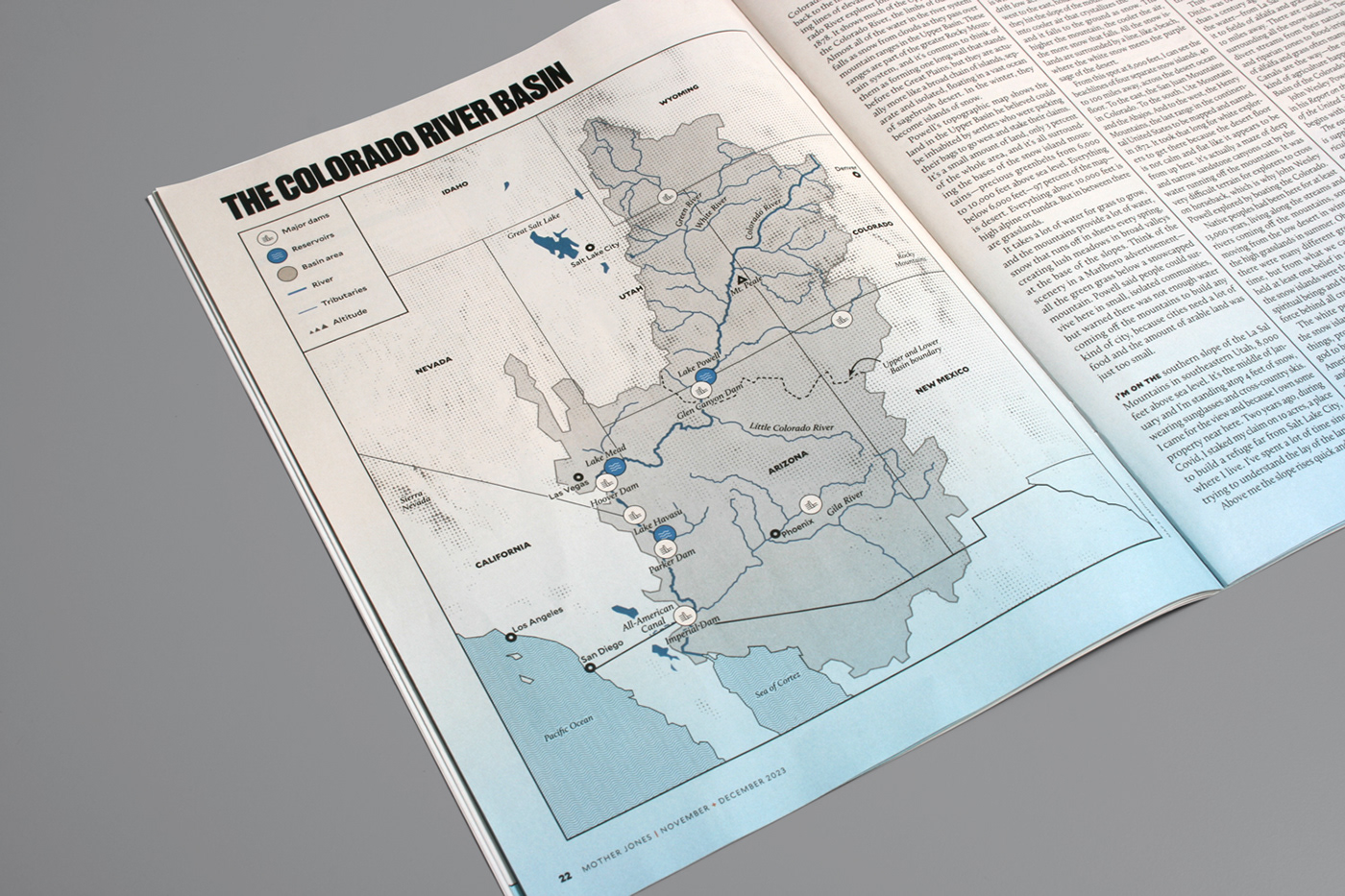 infographic magazine Colorado river environment map cartography chart