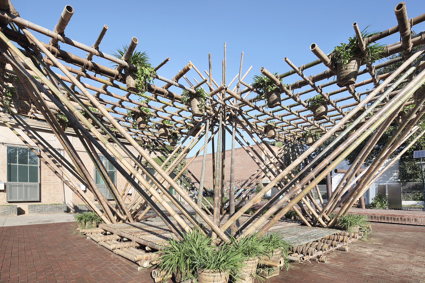 Penda bamboo structure diagrid Nature plants forest material ecological Sustainability green modular system chris