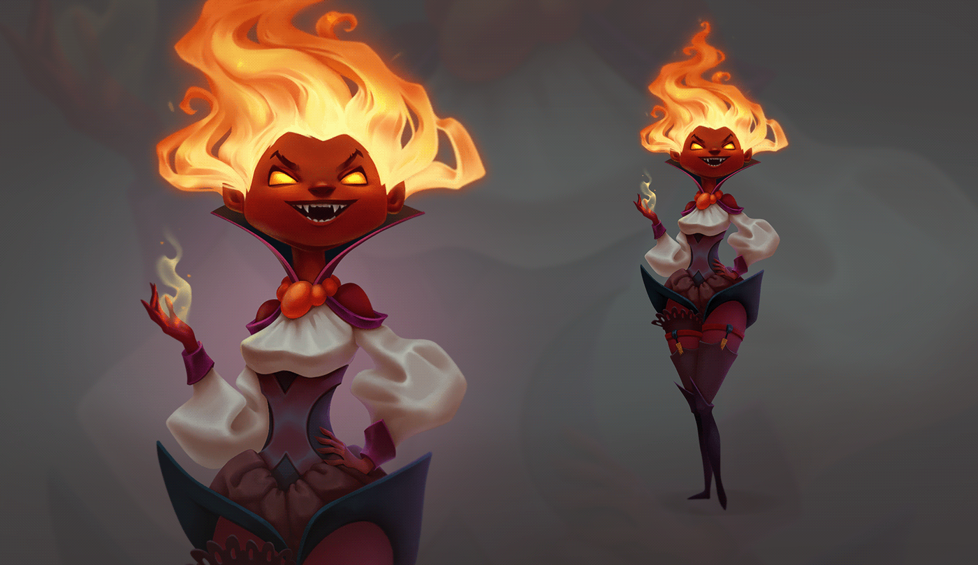 casual Character charscter design creaturs demon fire demon Game Art girl portrait Magic   Magic Girl