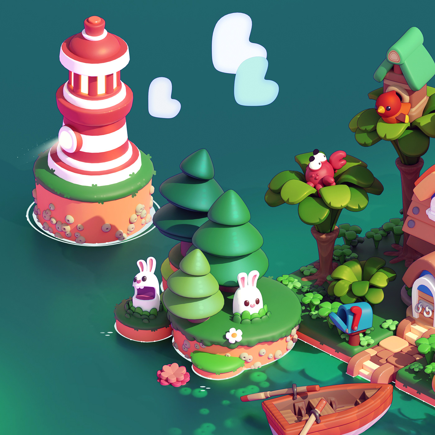 3D art blender cute environment Island Pet stylized