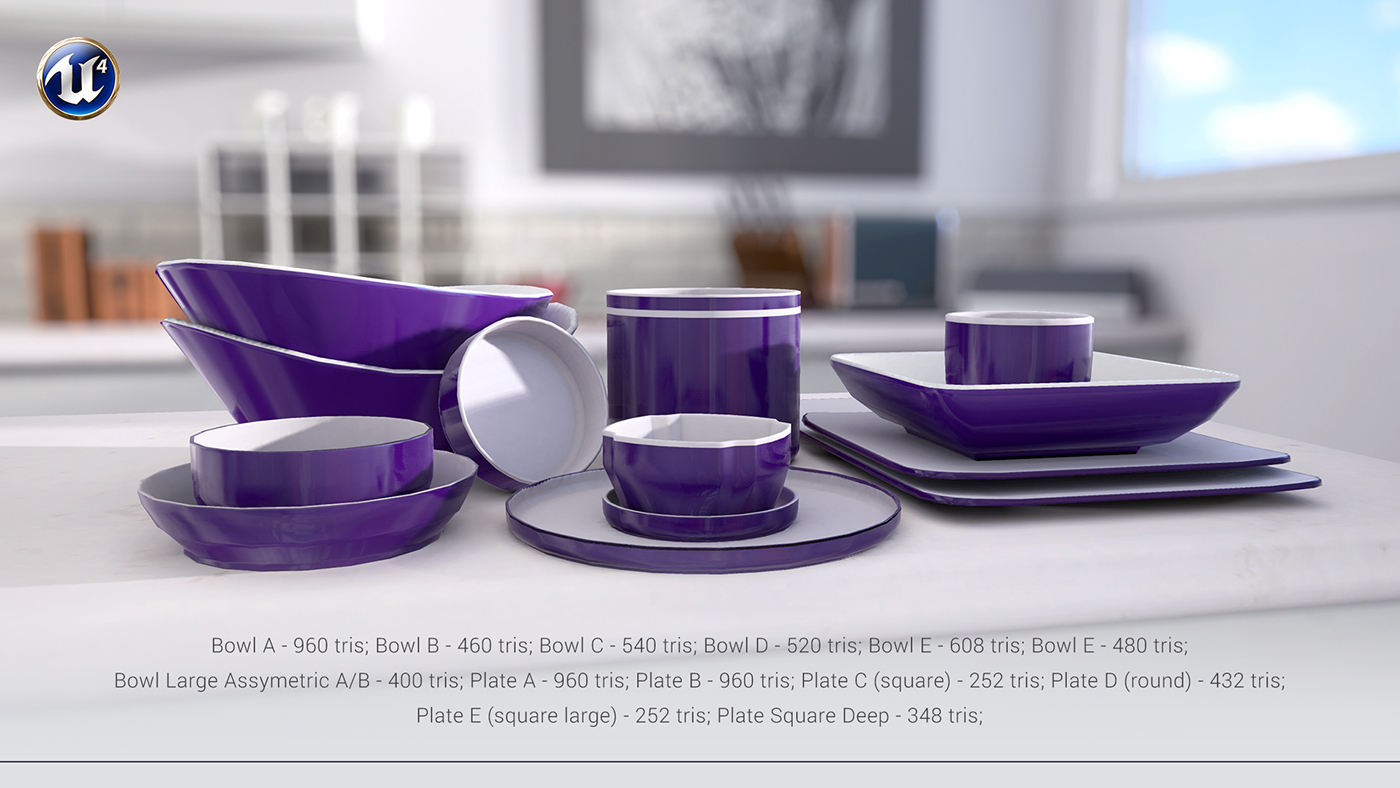 Unreal Engine KITCHENWARE kitchen decor 3D dish tableware Interior visualisation presentation objects packaging design
