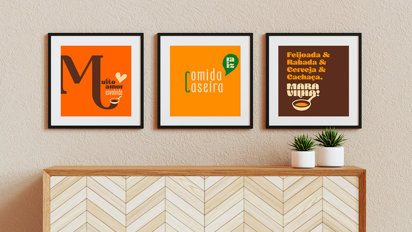 design restaurante comida caseira laranja marrom logo Logotipo panela branding  visual identity