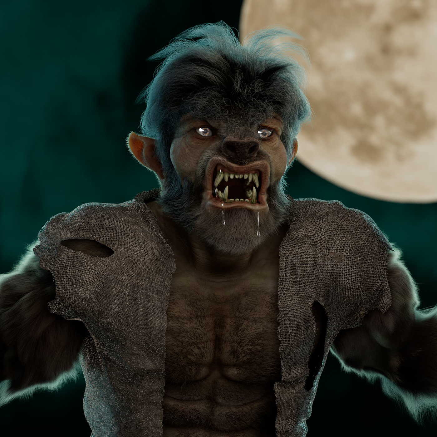 Wolfman horror Halloween Character design  teeth wolf monster Character fantasy fable